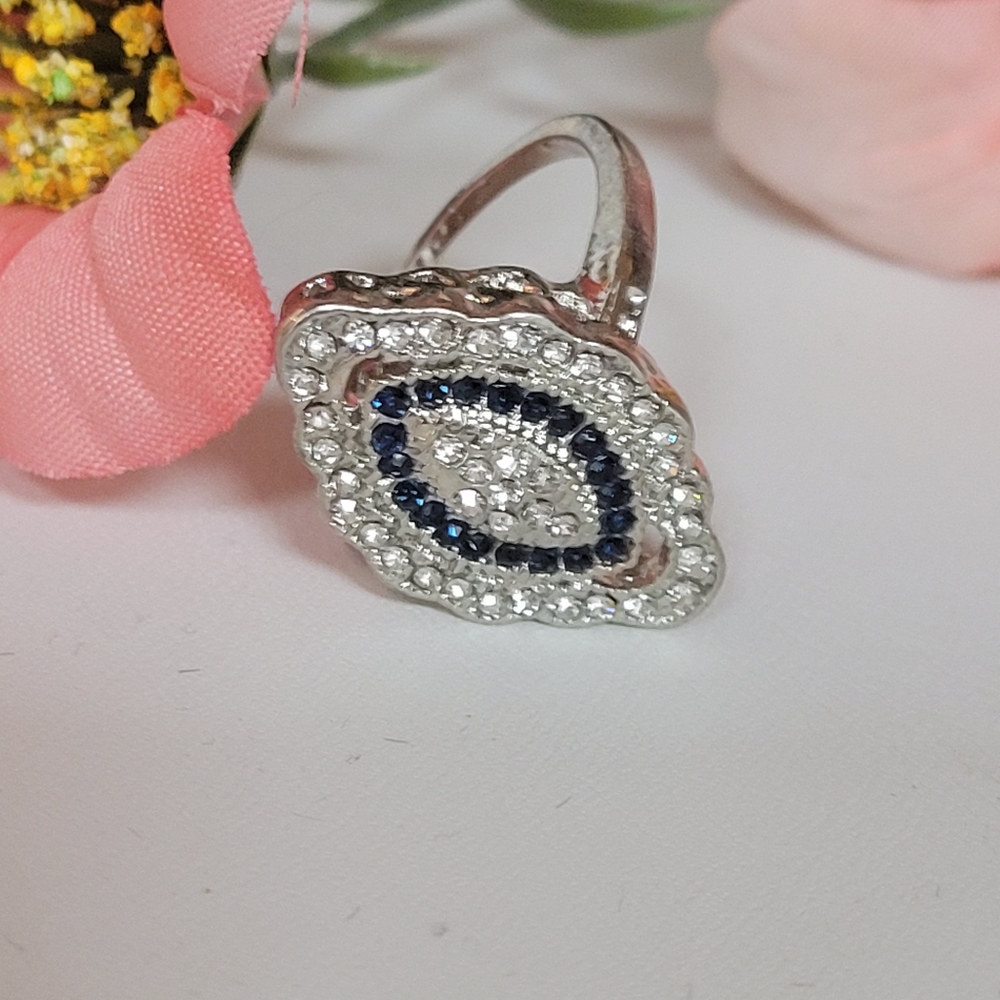 NWT ART DECO SILVER EDWARDIAN STYLE SAPPHIRE RING. BEAUTIFUL.